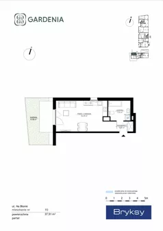 1 pokój, mieszkanie 37,51 m², parter, oferta nr M93, Gardenia, Kraków, Bronowice,  ul. Na Błonie 2