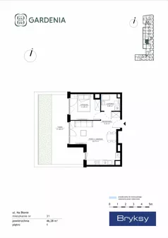 2 pokoje, mieszkanie 46,28 m², piętro 1, oferta nr M31, Gardenia, Kraków, Bronowice,  ul. Na Błonie 2