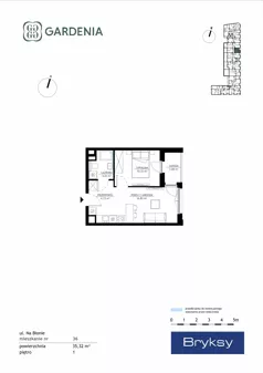 2 pokoje, mieszkanie 35,32 m², piętro 1, oferta nr M36, Gardenia, Kraków, Bronowice,  ul. Na Błonie 2