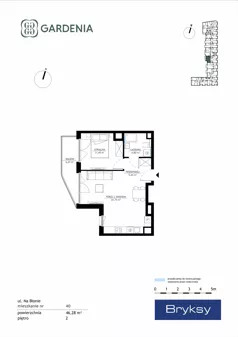 2 pokoje, mieszkanie 46,28 m², piętro 2, oferta nr M40, Gardenia, Kraków, Bronowice,  ul. Na Błonie 2