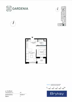 2 pokoje, mieszkanie 33,66 m², piętro 1, oferta nr M97, Gardenia, Kraków, Bronowice,  ul. Na Błonie 2
