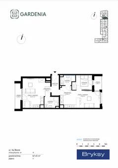 3 pokoje, mieszkanie 67,43 m², piętro 1, oferta nr M4, Gardenia, Kraków, Bronowice,  ul. Na Błonie 2