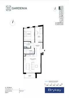 3 pokoje, mieszkanie 72,61 m², piętro 2, oferta nr M5, Gardenia, Kraków, Bronowice,  ul. Na Błonie 2