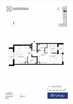 3 pokoje, mieszkanie 67,83 m², piętro 2, oferta nr M8, Gardenia, Kraków, Bronowice,  ul. Na Błonie 2