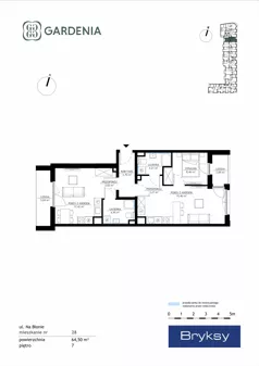 3 pokoje, mieszkanie 64,50 m², piętro 7, oferta nr M28, Gardenia, Kraków, Bronowice,  ul. Na Błonie 2