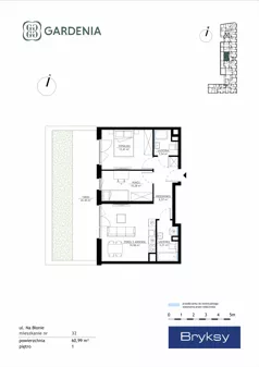 3 pokoje, mieszkanie 60,99 m², piętro 1, oferta nr M32, Gardenia, Kraków, Bronowice,  ul. Na Błonie 2