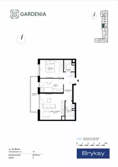 3 pokoje, mieszkanie 60,99 m², piętro 2, oferta nr M41, Gardenia, Kraków, Bronowice,  ul. Na Błonie 2