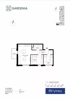 3 pokoje, mieszkanie 56,47 m², piętro 1, oferta nr M99, Gardenia, Kraków, Bronowice,  ul. Na Błonie 2