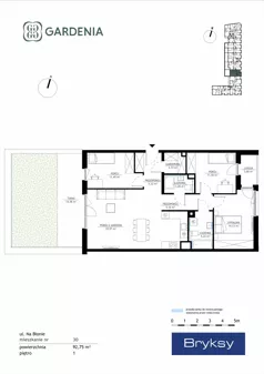 4 pokoje, mieszkanie 92,75 m², piętro 1, oferta nr M30, Gardenia, Kraków, Bronowice,  ul. Na Błonie 2