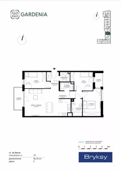 4 pokoje, mieszkanie 92,75 m², piętro 2, oferta nr M39, Gardenia, Kraków, Bronowice,  ul. Na Błonie 2