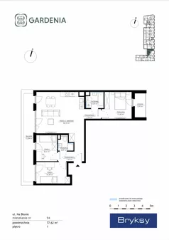 4 pokoje, mieszkanie 77,62 m², piętro 1, oferta nr M94, Gardenia, Kraków, Bronowice,  ul. Na Błonie 2