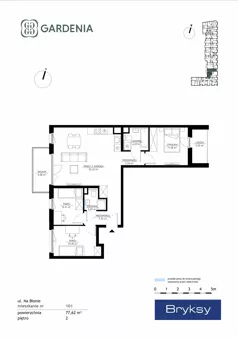 4 pokoje, mieszkanie 77,62 m², piętro 2, oferta nr M101, Gardenia, Kraków, Bronowice,  ul. Na Błonie 2