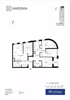 5 pokoi, mieszkanie 86,28 m², piętro 1, oferta nr M2, Gardenia, Kraków, Bronowice,  ul. Na Błonie 2