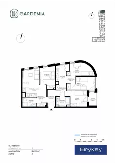 5 pokoi, mieszkanie 86,28 m², piętro 2, oferta nr M6, Gardenia, Kraków, Bronowice,  ul. Na Błonie 2