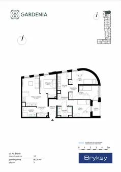 5 pokoi, mieszkanie 86,28 m², piętro 3, oferta nr M10, Gardenia, Kraków, Bronowice,  ul. Na Błonie 2