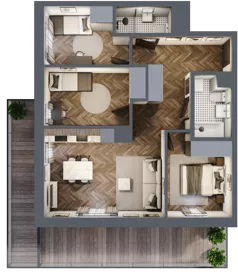 4 pokoje, mieszkanie 67,81 m², piętro 1, oferta nr M4, Kwadrat - Etap II, Rzeszów, Drabinianka, ul. Miła 29F