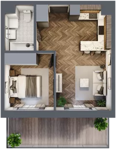 2 pokoje, mieszkanie 36,81 m², piętro 1, oferta nr M58, Kwadrat - Etap II, Rzeszów, Drabinianka, ul. Miła 29F
