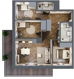 4 pokoje, mieszkanie 67,85 m², piętro 3, oferta nr M14, Kwadrat - Etap II, Rzeszów, Drabinianka, ul. Miła 29F