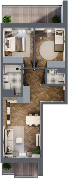 3 pokoje, mieszkanie 54,78 m², piętro 3, oferta nr M69, Kwadrat - Etap II, Rzeszów, Drabinianka, ul. Miła 29F