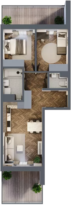 3 pokoje, mieszkanie 54,78 m², piętro 1, oferta nr M59, Kwadrat - Etap II, Rzeszów, Drabinianka, ul. Miła 29F