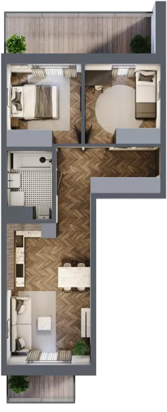 3 pokoje, mieszkanie 53,27 m², piętro 6, oferta nr M54, Kwadrat - Etap II, Rzeszów, Drabinianka, ul. Miła 29F