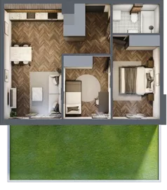 3 pokoje, mieszkanie 53,28 m², parter, oferta nr M1, Przemiarki 16, Kraków, Dębniki, Ruczaj, ul. Przemiarki 16
