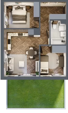 3 pokoje, mieszkanie 49,84 m², parter, oferta nr M2, Przemiarki 16, Kraków, Dębniki, Ruczaj, ul. Przemiarki 16