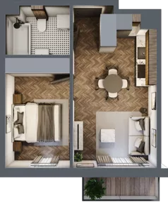 2 pokoje, mieszkanie 33,86 m², piętro 3, oferta nr M57, Przemiarki 16, Kraków, Dębniki, Ruczaj, ul. Przemiarki 16