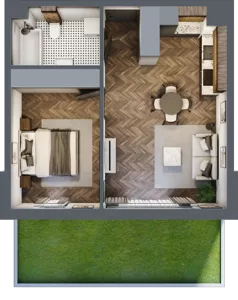 2 pokoje, mieszkanie 43,17 m², parter, oferta nr M66, Przemiarki 16, Kraków, Dębniki, Ruczaj, ul. Przemiarki 16
