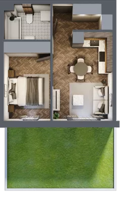 2 pokoje, mieszkanie 34,34 m², parter, oferta nr M68, Przemiarki 16, Kraków, Dębniki, Ruczaj, ul. Przemiarki 16
