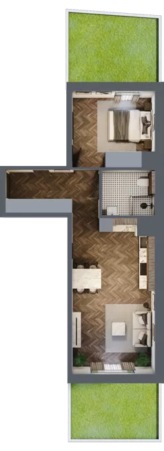 2 pokoje, mieszkanie 49,20 m², parter, oferta nr M22, Bluszcz Apartamenty, Kraków, Podgórze,  ul. Goszczyńskiego