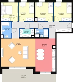 5 pokoi, mieszkanie 125,93 m², piętro 2, oferta nr M53, Bluszcz Apartamenty, Kraków, Podgórze,  ul. Goszczyńskiego