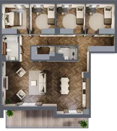 5 pokoi, mieszkanie 125,93 m², piętro 3, oferta nr M57, Bluszcz Apartamenty, Kraków, Podgórze,  ul. Goszczyńskiego