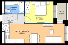 2 pokoje, mieszkanie 44,93 m², piętro 2, oferta nr A18, FUTURO etap I, Rzeszów, Staroniwa, al. Batalionów Chłopskich