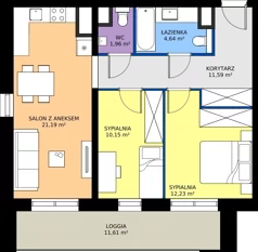 3 pokoje, mieszkanie 61,76 m², parter, oferta nr A2, FUTURO etap I, Rzeszów, Staroniwa, al. Batalionów Chłopskich