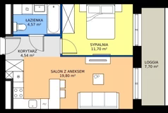 2 pokoje, mieszkanie 40,61 m², piętro 5, oferta nr A45, FUTURO etap I, Rzeszów, Staroniwa, al. Batalionów Chłopskich
