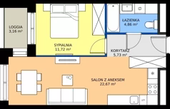 2 pokoje, mieszkanie 44,98 m², piętro 1, oferta nr B17, FUTURO etap I, Rzeszów, Staroniwa, al. Batalionów Chłopskich