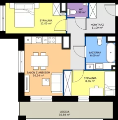 3 pokoje, mieszkanie 56,02 m², parter, oferta nr B8, FUTURO etap I, Rzeszów, Staroniwa, al. Batalionów Chłopskich
