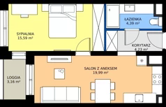 2 pokoje, mieszkanie 44,20 m², piętro 4, oferta nr B46, FUTURO etap I, Rzeszów, Staroniwa, al. Batalionów Chłopskich