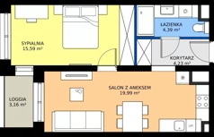 2 pokoje, mieszkanie 44,20 m², piętro 2, oferta nr B26, FUTURO etap I, Rzeszów, Staroniwa, al. Batalionów Chłopskich