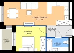 2 pokoje, mieszkanie 51,24 m², piętro 4, oferta nr B48, FUTURO etap I, Rzeszów, Staroniwa, al. Batalionów Chłopskich