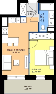2 pokoje, mieszkanie 35,97 m², piętro 1, oferta nr B14, FUTURO etap I, Rzeszów, Staroniwa, al. Batalionów Chłopskich