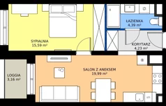 2 pokoje, mieszkanie 44,20 m², parter, oferta nr B9, FUTURO etap I, Rzeszów, Staroniwa, al. Batalionów Chłopskich
