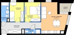 3 pokoje, mieszkanie 64,81 m², piętro 1, oferta nr 7, Bluszcz Apartamenty II, Kraków, Podgórze,  ul. Goszczyńskiego