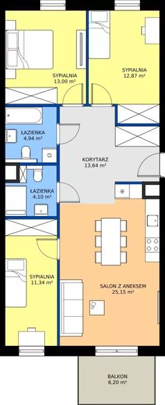 4 pokoje, mieszkanie 85,04 m², piętro 1, oferta nr 66, Bluszcz Apartamenty II, Kraków, Podgórze,  ul. Goszczyńskiego