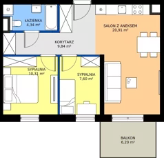 3 pokoje, mieszkanie 53,00 m², piętro 1, oferta nr 65, Bluszcz Apartamenty II, Kraków, Podgórze,  ul. Goszczyńskiego