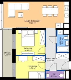 3 pokoje, mieszkanie 61,42 m², piętro 5, oferta nr 56, Bluszcz Apartamenty II, Kraków, Podgórze,  ul. Goszczyńskiego
