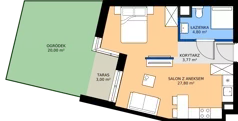 1 pokój, mieszkanie 36,39 m², parter, oferta nr 4, Bluszcz Apartamenty II, Kraków, Podgórze,  ul. Goszczyńskiego