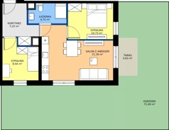3 pokoje, mieszkanie 53,04 m², parter, oferta nr 60, Bluszcz Apartamenty II, Kraków, Podgórze,  ul. Goszczyńskiego