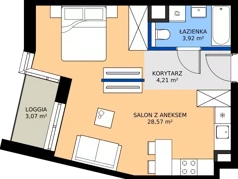 1 pokój, mieszkanie 36,70 m², piętro 2, oferta nr 10, Bluszcz Apartamenty II, Kraków, Podgórze,  ul. Goszczyńskiego